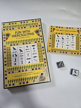 Vintage Fun With Hieroglyphics Book Stamp Pad Set Metropolitan Musuem Of Art